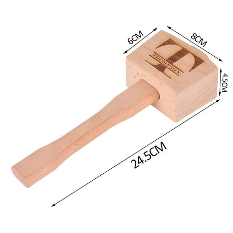 Personalized Wood Mallet, 9.5” Manual Ice Hammer Mallet, Custom Engraved Beech Solid Carpenter Wood Hammer Woodworking Hand Tool BULIHAN