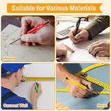 Hiboom 4 Pack Carpenter Pencils Set with 24 Refills, 2.8 mm Mechanical Carpenter Pencil Built in Sharpener Woodworking Marking Tool Solid Long Nosed Hiboom