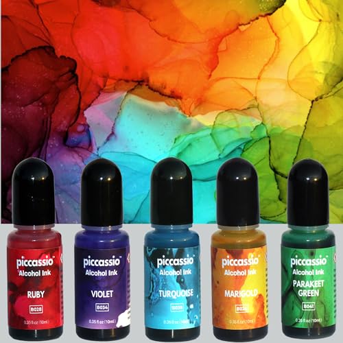 Alcohol Ink Set - New Improved Formula - 24 Highly Saturated Alcohol Inks - Fast-Drying and Permanent Inks - Versatile Alcohol Ink for Epoxy Resin, - WoodArtSupply