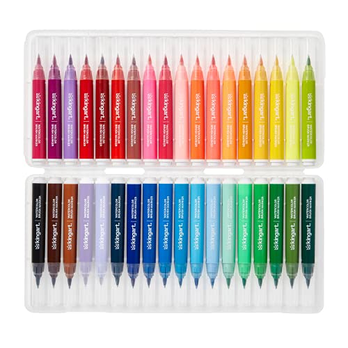  KINGART 405-36 Brush Tip Watercolor Illustration Markers with  Case, 36 Colors, Wide Barrel for Easy Hold, Water-based Non-Toxic Ink, Soft  Flexible Tip for Graphic, Sketch, Comic Art, Manga & Lettering
