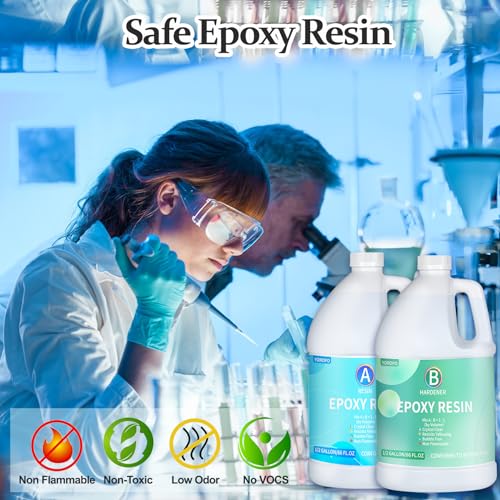 Epoxy Resin Kit - 1 Gallon Epoxy Resin Crystal Clear,Yellowing Resistant Fast Curing No Bubble for Casting Coating Art DIY Craft Jewelry Molds Wood - WoodArtSupply