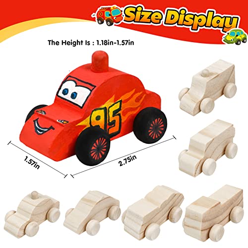 SHAPGEI 12 Pieces Wood DIY Car Toys Unfinished Wooden Cars Paintable Wood Car Blocks Crafts for Students Home Activities Easy Woodworking and Family - WoodArtSupply