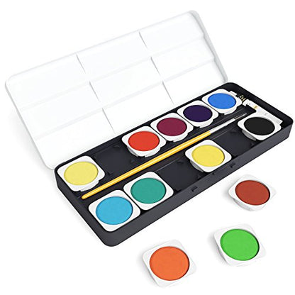 ARTEZA Kids Premium Watercolor Paint Set, 25 Vibrant Color Cakes, Includes Paint Brush (Set of 25), Art Supplies for Watercolor Painting, for Kids