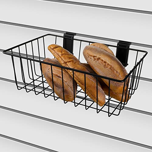 Eaasty 2 Pcs Slatwall Basket Ventilated Metal Slatwall Baskets Mounted Slatwall Baskets Hanging Slatwall Accessories for Storage Display on Garage Eaasty