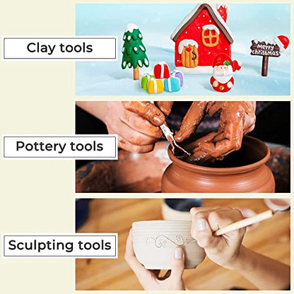 Jetmore 6 Pack Clay Tools Kit, Pottery Tools & Sculpting Tools, Polymer Modeling Clay Cutters Sculpture Set for Carving, Ceramics, Molding, DIY