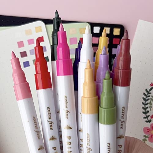 Primrosia Acrylic Paint Pens Brights Collection, Extra Fine Tips for arts, crafts and office supplies Primrosia
