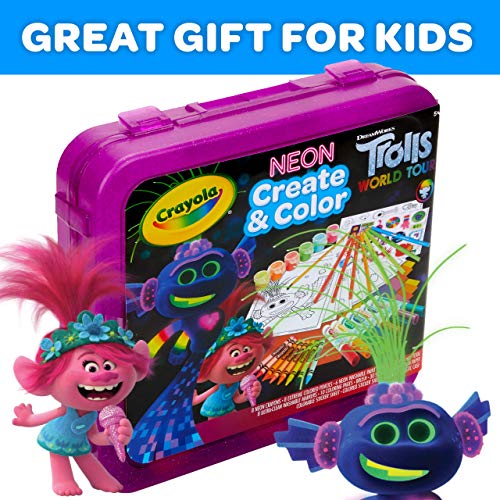 Crayola Trolls World Tour, Neon Create & Color Art Set, Over 70 Art Supplies, Gift for Kids, 5, 6, 7, 8 - WoodArtSupply