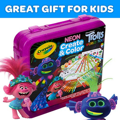 Crayola Trolls World Tour, Neon Create & Color Art Set, Over 70 Art Supplies, Gift for Kids, 5, 6, 7, 8 - WoodArtSupply