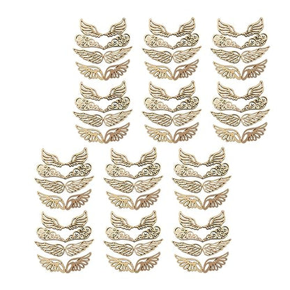 Abaodam 80pcs Angel Wing Unfinished Wooden Cutout DIY Craft Accessories for Birthday Wedding Home Decoration