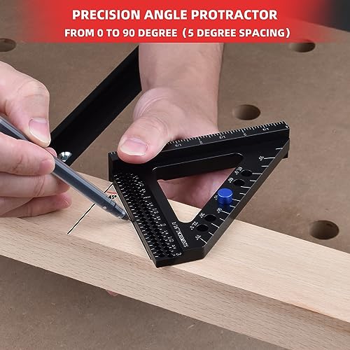 GOINGMAKE Carpenter Square 3D Multi Angle Measuring Ruler Hole Position Scribing Ruler Precision 45 and 90 Degree Woodworking Square Small Framing