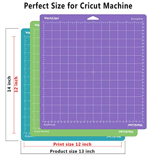 WORKLION Cutting Mat 12x12 for Cricut: Cricut Explore One/Air/Air 2/Maker Gridded Adhesive Non-Slip Durable Mat for Sewing Quilting and Arts & Crafts WORKLION