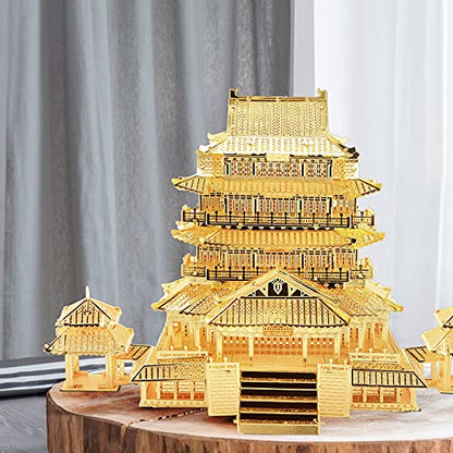 Piececool 3D Metal Puzzle for Adults, Tengwang Pavilion Metal Model Kit, Chinese Famous Architecture Building Kit DIY Craft Brain Teaser 3D Puzzles - WoodArtSupply