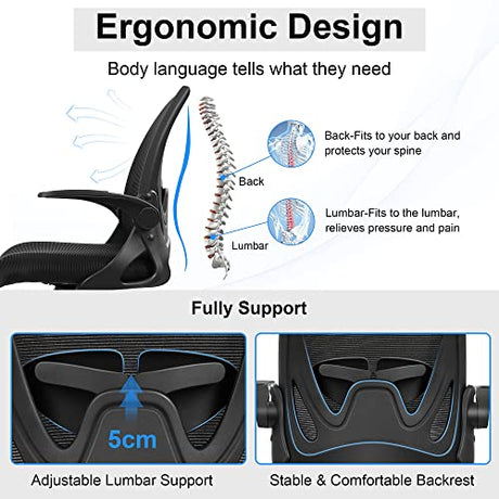 Primy Drafting Chair Tall Office Chair with Flip-up Armrests Executive Ergonomic Computer Standing Desk Chair with Lumbar Support and Adjustable Primy