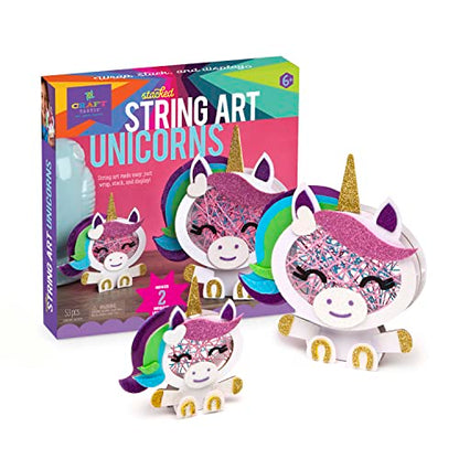Craft-tastic Stacked String Art Unicorns – Craft Kit Makes 2 Magical Unicorns - 6+