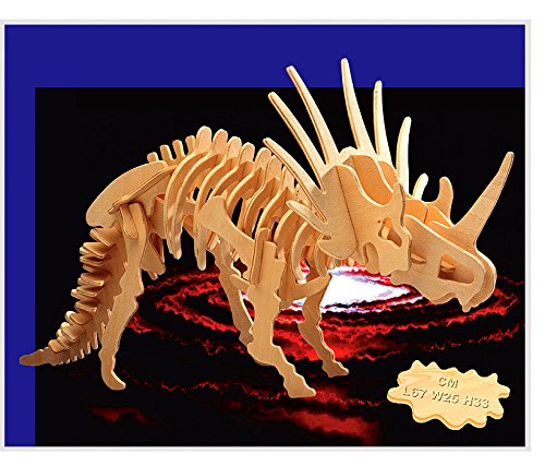 Puzzled 3D Puzzle Big Styracosaurus Wood Craft Construction Model Kit Educational DIY Wooden Dinosaur Toy Assemble Model Unfinished Crafting Hobby Puzzled