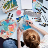 Arteza Metallic Acrylic Painting Art Set, 12 Colors Acrylic Paint, 15 Detail Brushes and 7x8.6 Inches Foldable Canvas Paper Pad Bundle, Art Supplies ARTEZA