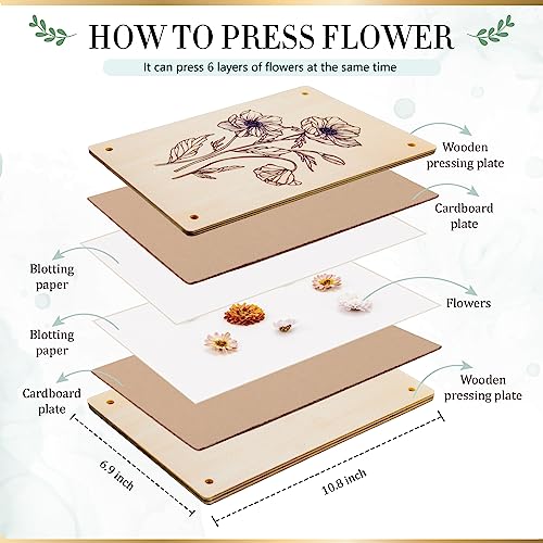 Aboofx Large Professional Flower Press Kit, 6 Layers 10.8 x 6.9 inch DIY Flower Pressing Kit for Adults to Making Dried Flower & Press Flowers Arts - WoodArtSupply