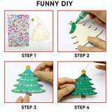 Hidreas 40 Pcs Wooden Ornaments Unfinished Christmas DIY Ornaments Craft Kit, Christmas Wood Ornaments with Bells, Wax Rope and Rhinestone Stickers Hidreas