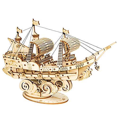 Rolife 3D Wooden Puzzles Model Kit for Adults to Build, Wooden Model Ship Series Sailing Ship Building Model Kit, DIY Crafts - WoodArtSupply