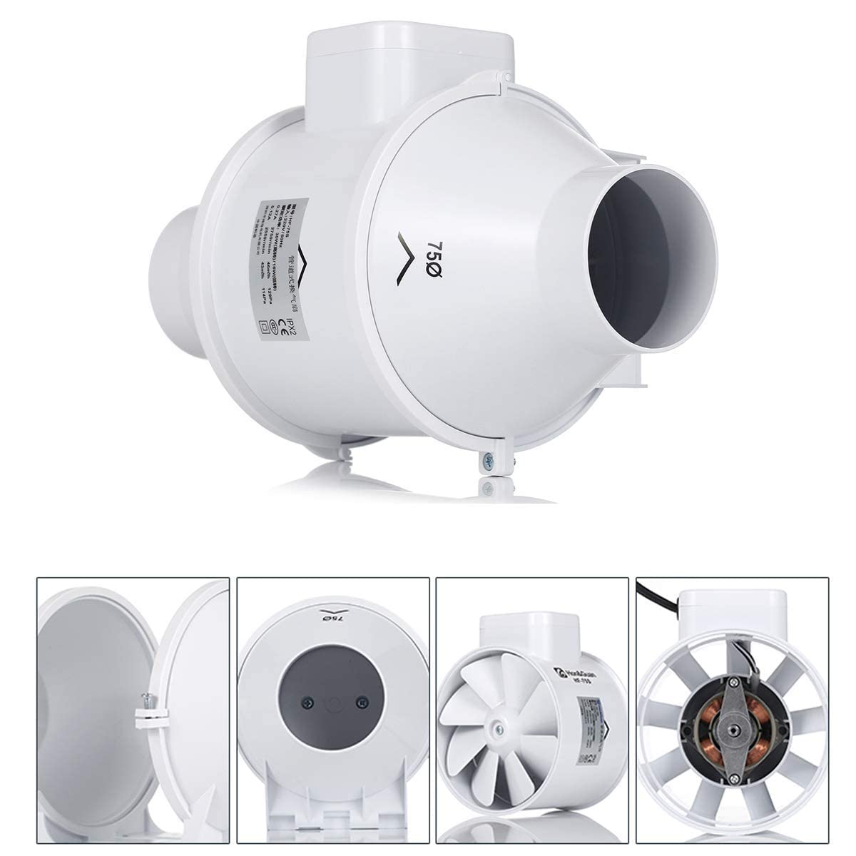 Hon&Guan 3 Inch Duct Fan, High Efficiency Inline Fan Mixed Flow Ventilation System Exhaust Air Fan for Bathroom, Kitchen, Grow Tent, 3D Printer (S - WoodArtSupply