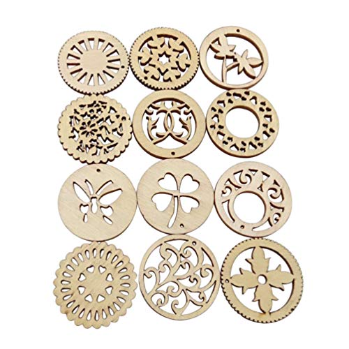 Healifty 20pcs Rustic Decor Wood Decor Scrapbook Embellishments Wooden Flower Craft Woodsy Decor Wooden Craft Supplies Wood Slices Wooden Healifty