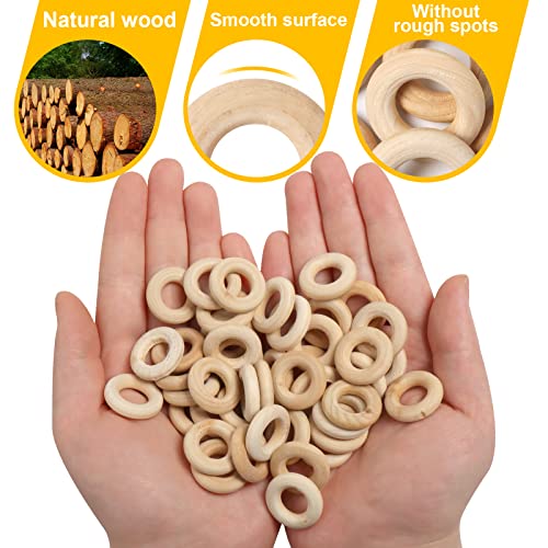 Ira Pollitt 150 Pcs 25 mm/1 inch Wooden Craft Ring Natural Unfinished Mini Wooden Rings Circle Wood Pendant Connectors for DIY Projects Jewelry and Ira Pollitt