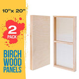 U.S. Art Supply 10" x 20" Birch Wood Paint Pouring Panel Boards, Gallery 1-1/2" Deep Cradle (Pack of 2) - Artist Depth Wooden Wall Canvases - U.S. Art Supply