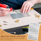 8 Pcs 4 x 7 Inch Stainless Steel Stencils Stencils Alphabet Number Stencils for Journaling Metal Stencils Bookmark Vintage Flower Vines Stencils for Lewtemi