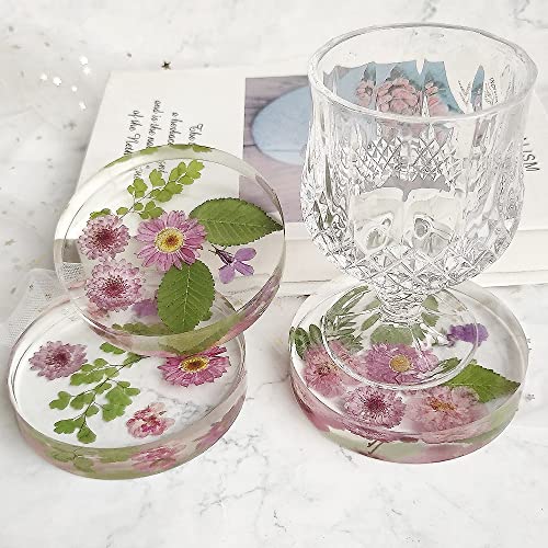 RESINWORLD 6-Cavity Deep Round Coaster Molds, 4 Inches Coaster Silicone Molds for Epoxy Resin, Coaster Resin Molds for Flower Bouquet Preservation ResinWorld