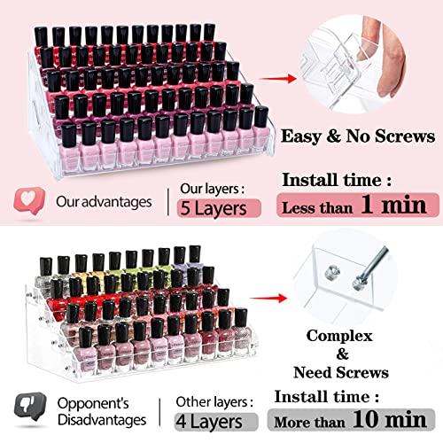 ALUYUYO Nail Polish Organizer Sunglass Organizer - 5 Layers Nail Polish Holder Sunglass Holder - Acrylic Nail Polish Stand Sunglass Display Stand - ALUYUYO