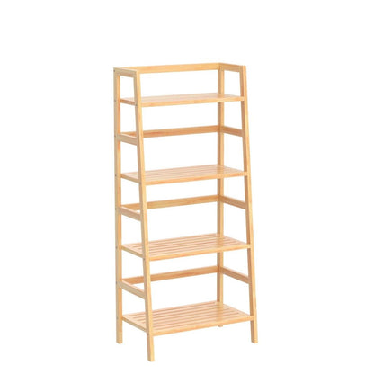 Homykic Bamboo Bookshelf 4-Tier Ladder Shelf, 49.2” Freestanding Open Bookcase Book Shelf Bathroom Storage Shelf Unit Plant Stand for Small Space,