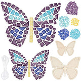 WEBEEDY Make 2 Butterfly Glass Mosaic Kit Creativity DIY Mosaic Glass Kit for Kids Adults Include Glass Mosaic Tiles, Wooden Chips, Ribbon WEBEEDY