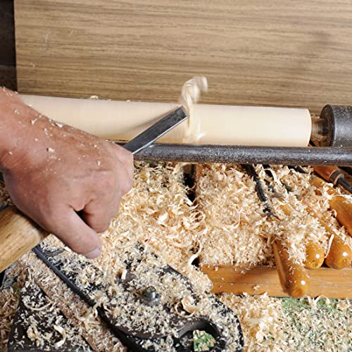 HAUTMEC Professional Wood Turning Chisel 8 pcs Set, Lathe Chisel Set with 2 Skew 1 Spear Point 1 Parting 1 Round Nose & 3 Gouge Tools for Beginners, HAUTMEC