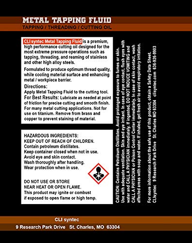 Premium Metal Tapping Fluid - 64 FL. OZ. Threading and Cutting Oil CLIsyntec