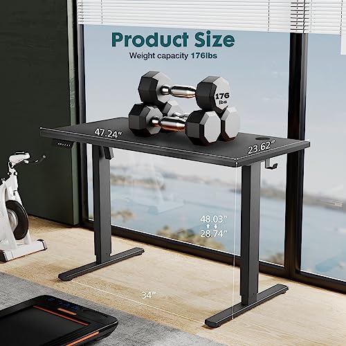 SMUG Standing Desk, Adjustable Height Electric Sit Stand Up Down Computer Table, 48x24 Inch Ergonomic Rising Desks for Work Office Home, Modern SMUG