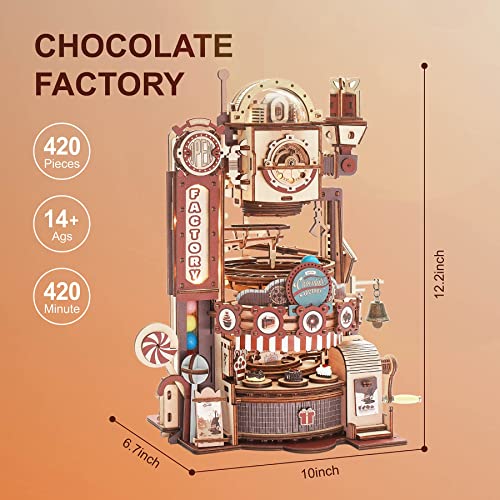 ROKR 3D Puzzles for Adults-Wooden Marble Run Chocolate Factory, Brain Teaser Model Building Kits for Adults to Build, Desk Decor for Boys Ages 14+ ROKR