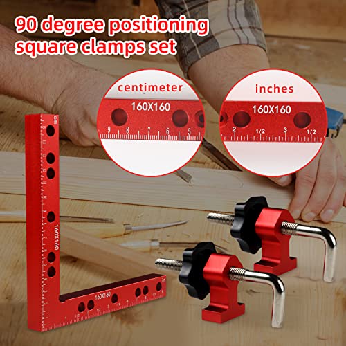 Clamping Squares for Woodworking, 6.3" x 6.3" 90 Degree Positioning Squares Right Angle Corner Clamps for Woodworking, 16 x 16cm Aluminum Alloy - WoodArtSupply