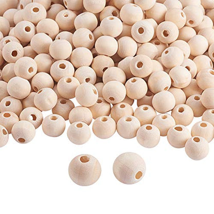 PH PandaHall 500pcs 10mm Wooden Beads, Natural Round Wood Beads Xmas Beads Unfinished Loose Beads Wood Ball Spacer Beads for Macrame Garland - WoodArtSupply