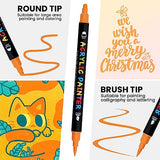 Tesquio Paint Pens, 42 Colors Acrylic Paint Pens Paint Markers, Dual Tip Pens With Medium Tip and Brush Tip for Rock Painting, Wood, Ceramic, Fabric, Tesquio