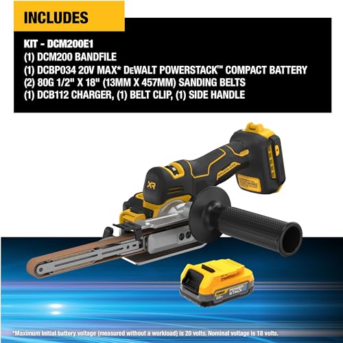 DEWALT 20V MAX XTREME Cordless Bandfile Power Tool Belt Sander Kit with Battery Included (DCM200E1) - WoodArtSupply