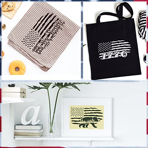 9 Pcs American Flag Stencils, We The People Stencils Deer 1776 Stencils Cow Bear Truck Sunflower Stencils for Painting on Wood Canvas Walls Fabric CODOHI