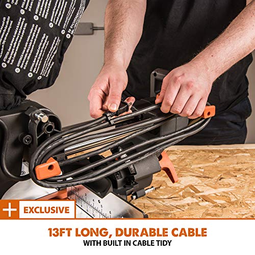 Evolution Power Tools R255SMS+ PLUS 10-Inch Sliding Miter Saw Plus Multi-Material Multi-Purpose Cutting Cuts Metal, Plastic, Wood & More 0˚ - 45˚ Evolution