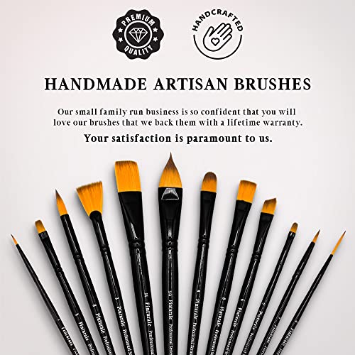 Pinturale Arts Set of 12 Brushes for Acrylic & Oil Painting | Acrylic & Oil Masters | Acrylic Paint Brush Set | Handmade Professional Oil Paint Brush - WoodArtSupply