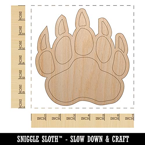 Grizzly Bear Claw Paw Unfinished Wood Shape Piece Cutout for DIY Craft Projects - 1/4 Inch Thick - 6.25 Inch Size Sniggle Sloth