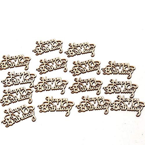 Amosfun Happy Birthday Wood Cutout Words Wooden Confetti Wood Slices for Birthday Party Table Decorations 15pcs Amosfun