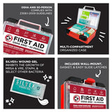 Be Smart Get Prepared First Aid Kit, 250 Piece. Exceeds OSHA ANSI Standards for Office, Home, Car, School, Emergency, Survival, Camping, Hunting, & Be Smart Get Prepared
