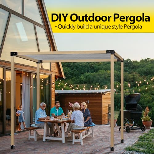 APRILSOUL 4x4 Pergola Kit, Includes 4 Three-Way Corner Brackets and Post Bases for 3.5" Wood Posts, Durable Right Angle Hardware for Outdoor Gazebo