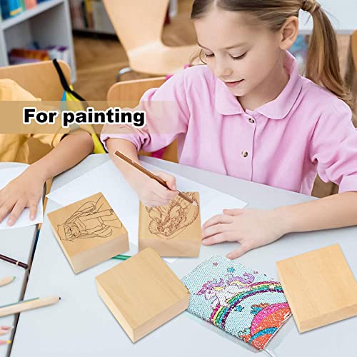 ACXFOND 6PCS 4x4x2 inch Basswood Carving Blocks, Unfinished Wood Blocks for Crafts, Unfinished MDF Wood Squares Wooden Blocks for Arts and Crafts ACXFOND