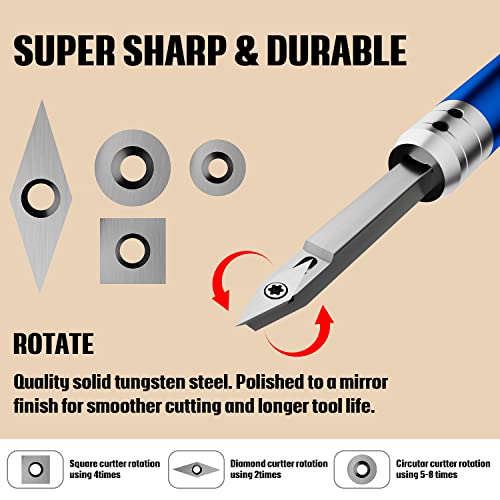 8Pcs Tungsten Carbide Cutters Inserts Set for Wood Lathe Turning Tools, WenCrew Universal Carbide Tip Tipped Cutter Tool Accessories(Included 11mm WenCrew