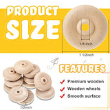 36 Pack Wooden Wheels Toys Wooden Wheels for Crafts Toys Wooden Craft Wheels Wooden Mini Wheels with Axle Pegs for Crafts DIY Toy Cars Painting Civaner